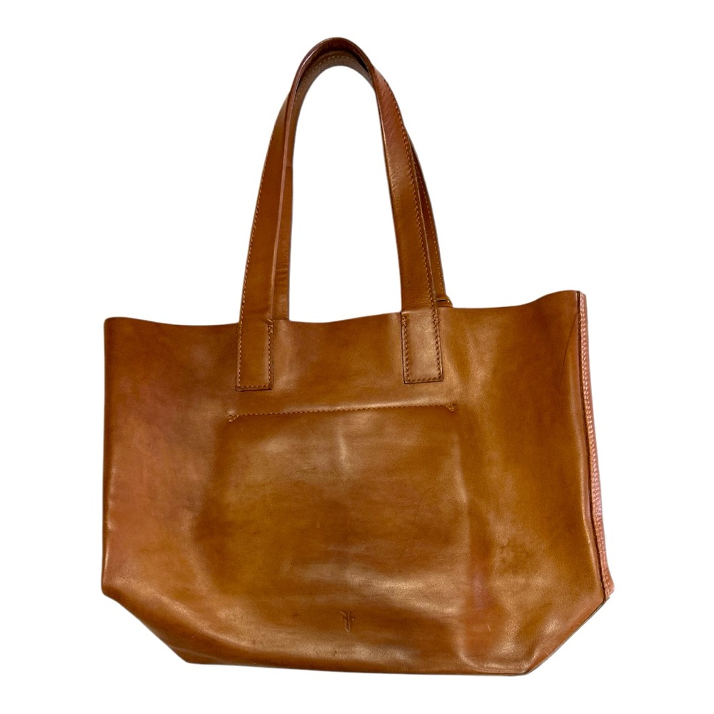 Frye Carson Leather Tote Dual Handles Open Top Bag Brown - Picture 11 of 12